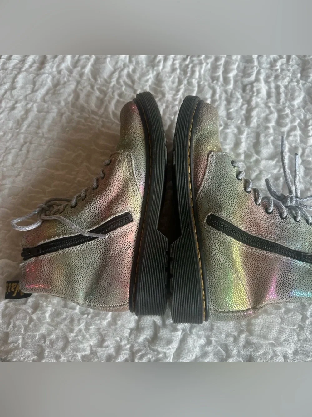 Dr Martens 1460 Rainbow Kidray Boots Kids US 3 EU34 Iridescent Glitter Combat